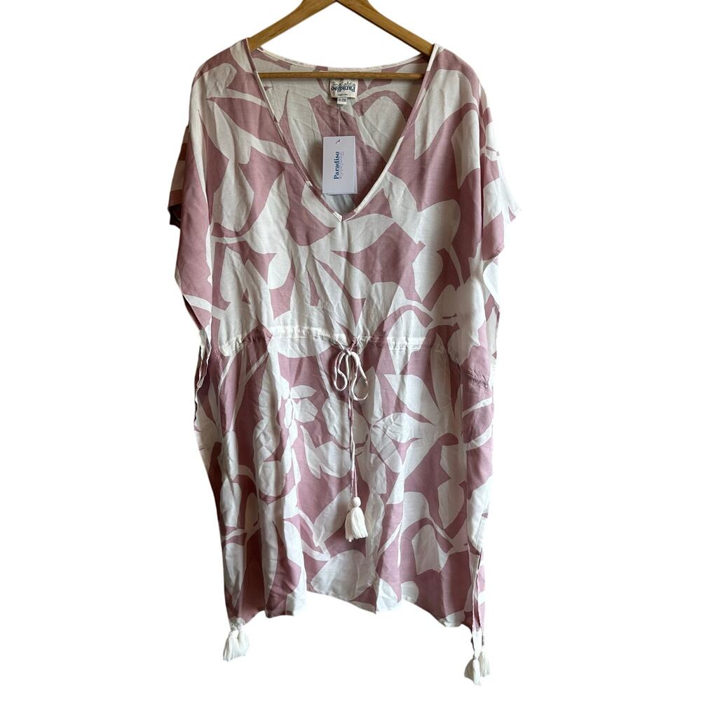 Poolside Paradiso Islander Pink Floral Tunic Swim Coverup XL/2XL NEW